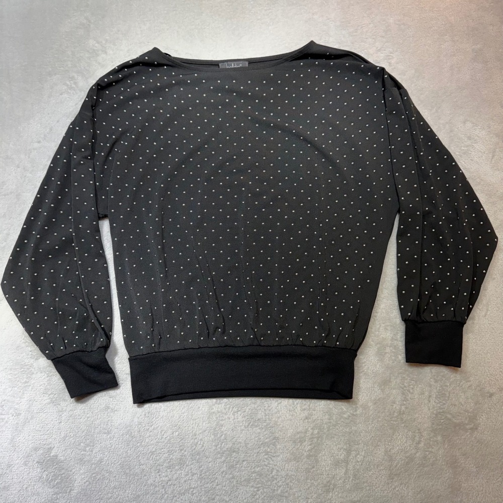 Beldini Black Studded Boatneck Long Sleeve Blouson Top Small NWT embellished y2k